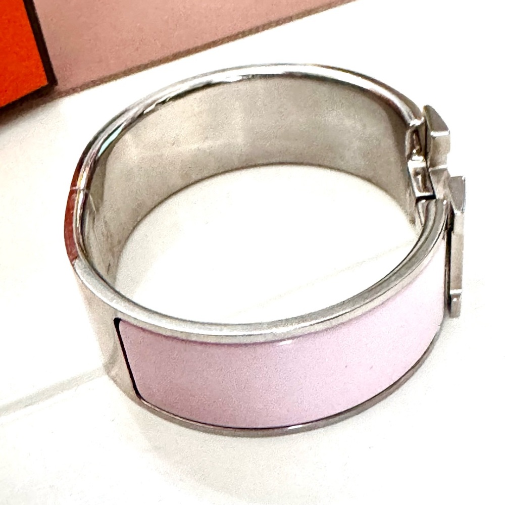 Hermes Pink/ Silver PM Clic Clac H Bracelet - Picture 5 of 7